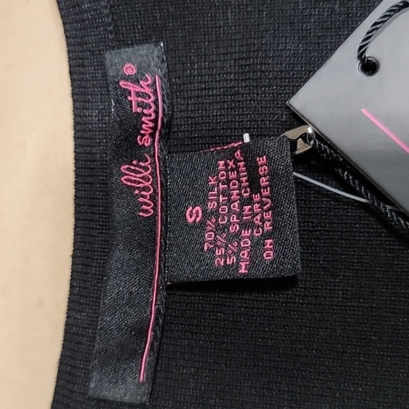 Willi Smith Size S Black Square Neckline Silk Blend Top, NEW with Tag - Picture 10 of 10